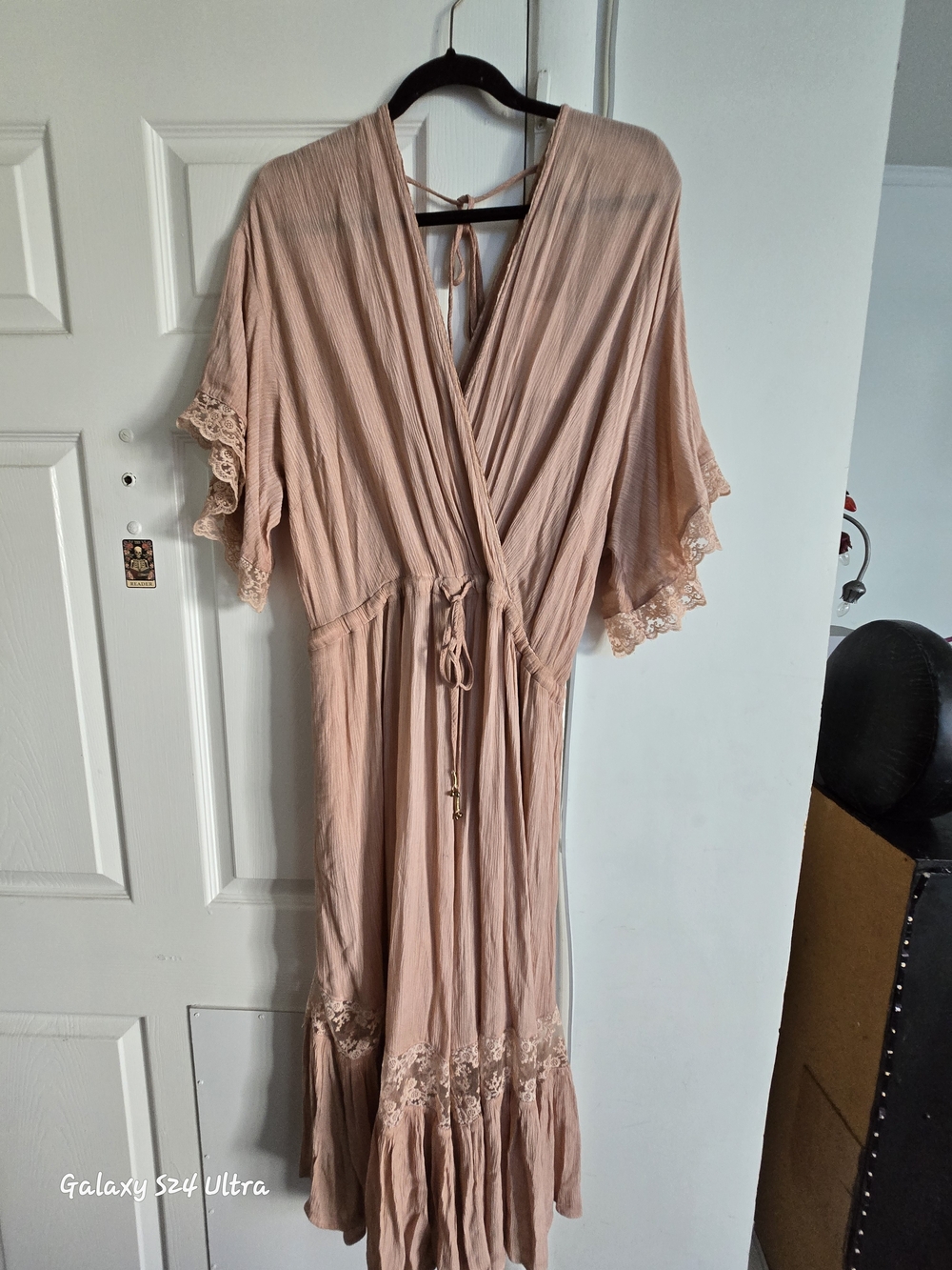 Women's Blush Pink Lace-Trim Dress By City Chic Size L/20